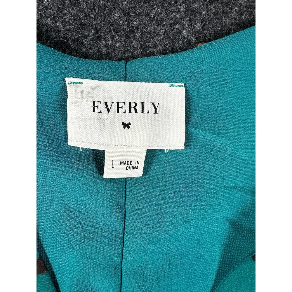 Everly Teal Green Floral V-Neck Pleated Back Sleeveless Blouse Top Large T10369D - Picture 3 of 6